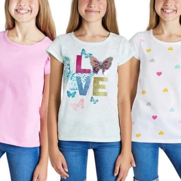 Vigoss Youth 3-pack Tees Love Butterflies Hearts - Picture 8 of 8